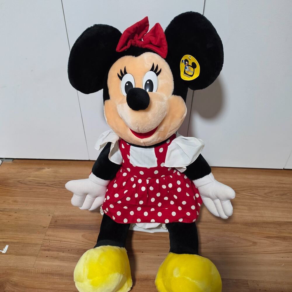 Vintage Disney Channel Minnie Mouse 22" Plush Red Polka Dot Dress Hang Tag